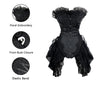 Gothic Floral Embroidery Mesh Princess Bustier Corset with Lace Skirt Black