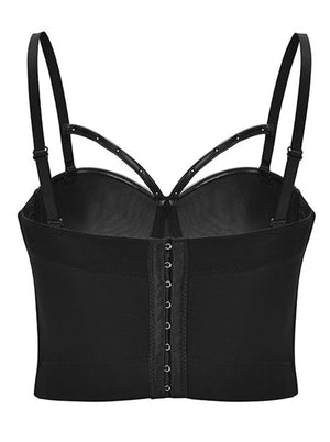 Women Sexy Spaghetti Straps Bustier Crop Top with Beads Plus Size Bra Top