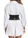 Wide Lace Belt Women's Fashion PU Front Lace-up Elastic Girdle Belt Black