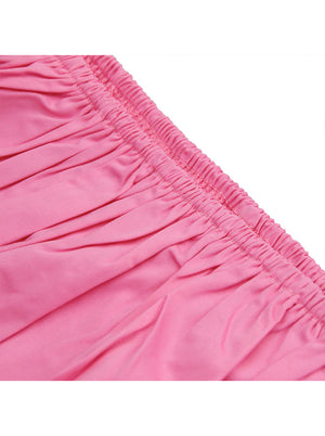 Women's Short Sleeve Ruffle Off Shoulder T-shirt Pink Peasant Top/Pink