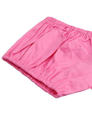 Women's Short Sleeve Ruffle Off Shoulder T-shirt Pink Peasant Top/Pink