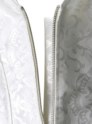 Strapless Zipper White Bridal Overbust Bustier Corset Top