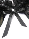 Gothic Natural Feather Shawl Cape Crow Costume Shrug Accessory with Rose Necklace