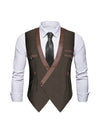 Men's Steampunk Brown Pinstripe Waistcoat V Neck Party Vest
