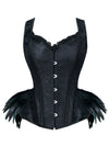 Victorian Jacquard Wide Straps Overbust Corset Top with Feather