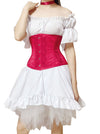 2pc Vintage Steel Bone Embroidery Underbust Corset with Ruffle High-low Dress
