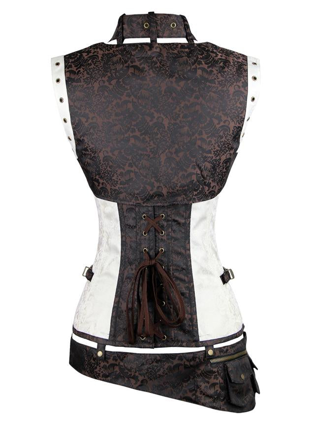 Steampunk Vintage Steel Boned Plus Size Overbust Corset Top with Belt