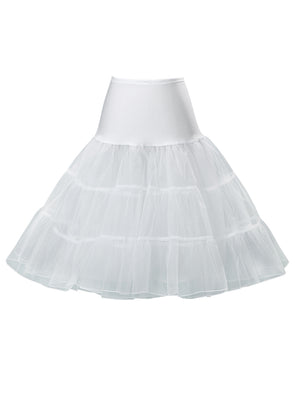 Women's 50s Vintage Rockabilly Petticoat Tutu White Graceful Cute Tulle Skirt