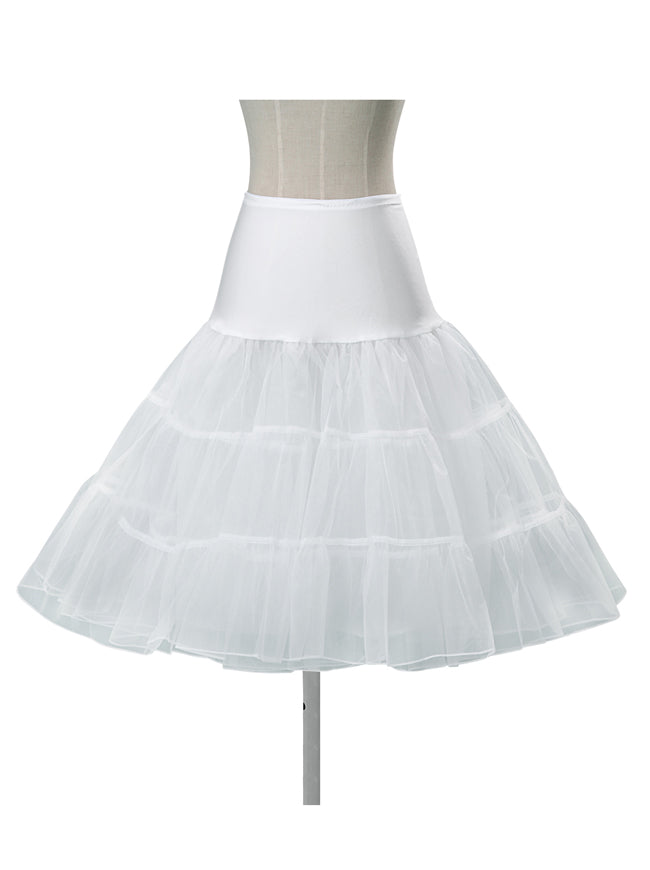 Women's 50s Vintage Rockabilly Petticoat Tutu White Graceful Cute Tulle Skirt
