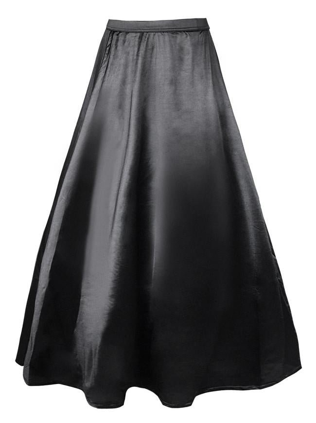 Women's Vintage Satin High Waisted Maxi Skirt Dress
