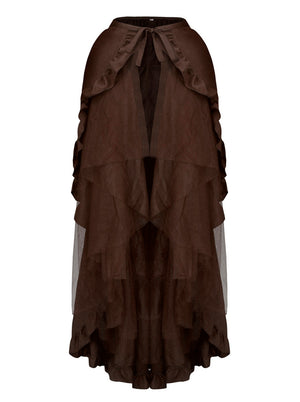 Retro Brown Plus Size Tulle Tutu Bustle Skirt Wrap Cape