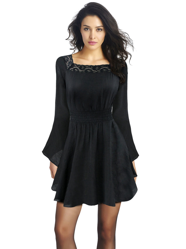 Women's Victorian Gothic Tencel Cotton Lace Corset Top Tunic Dress