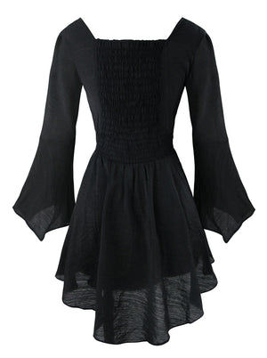 Women's Victorian Gothic Tencel Cotton Lace Corset Top Tunic Dress
