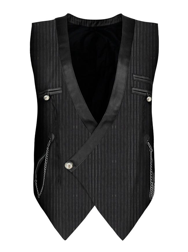 Men's Steampunk Pinstripe Waistcoat V Neck Party Vest
