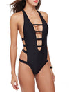 Women's Deep V Cutout Backless Buckle Strappy One-piece Swimsuit