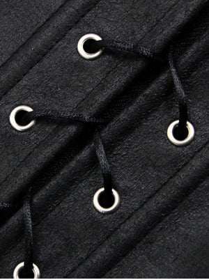 Vintage Plus Size Faux Leather Lace Up Zipper Vest Corset Top