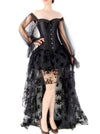 Gothic Off-shoulder Long Sleeves Corset Top with Organza High Low Skirt