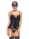 Black Sheer Mesh Floral Lace Plastic Boned Elastic Chemise Bustier Corset