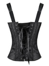 Gothic Vintage Jacquard Steel Boned Black Corset Vest for Halloween