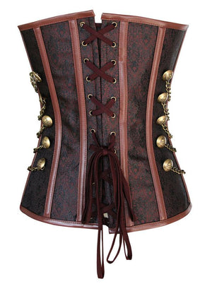 Steampunk Gothic Plus Size Brown Outerwear Corset with Chain Stud