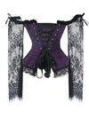 Vintage Off-Shoulder Burlesque Corset with Long Sleeves for Women