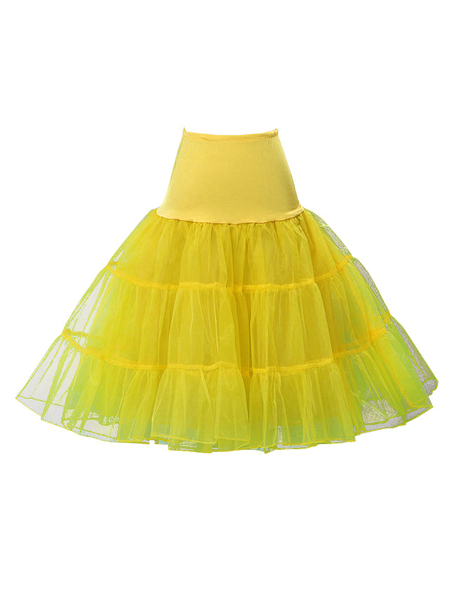 Women's 50s Vintage Rockabilly Petticoat Tutu Crinoline Underskirt Slips Yellow