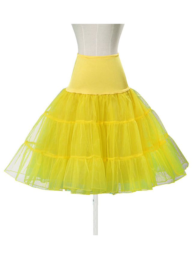 Women's 50s Vintage Rockabilly Petticoat Tutu Crinoline Underskirt Slips Yellow
