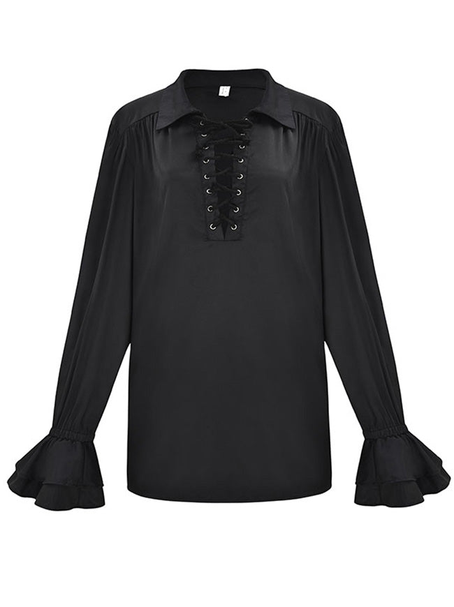 Men's Steampunk Gothic Long Sleeve Ruffle Cuff Pirate Shirt Top