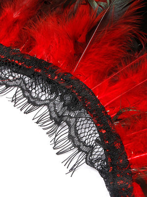 Gothic Shawl Shrug Feather with Lace Cape Costume Halloween Accessory Red