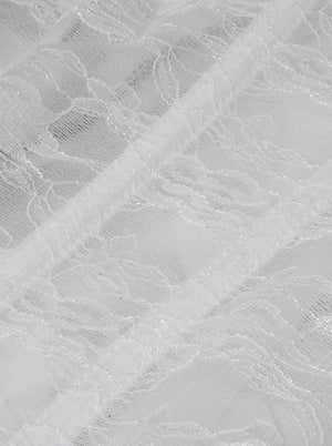 Victorian Burlesque Gothic Floral Mesh Zipper Overbust Bustier Corset For Women White