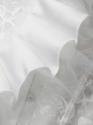 Women's Vintage Brocade Wedding Plastic Boned Burlesque Corset Bustier White