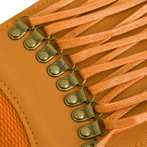 Women's Vintage Wide Leather Belt Metallic Stretchy Waist Brown Belt